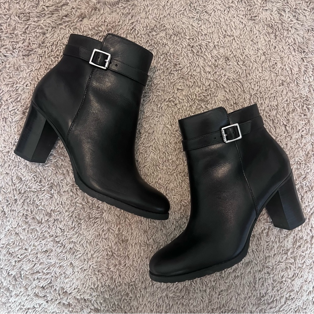 Ralph Lauren Leather Black Heeled Ankle Boots